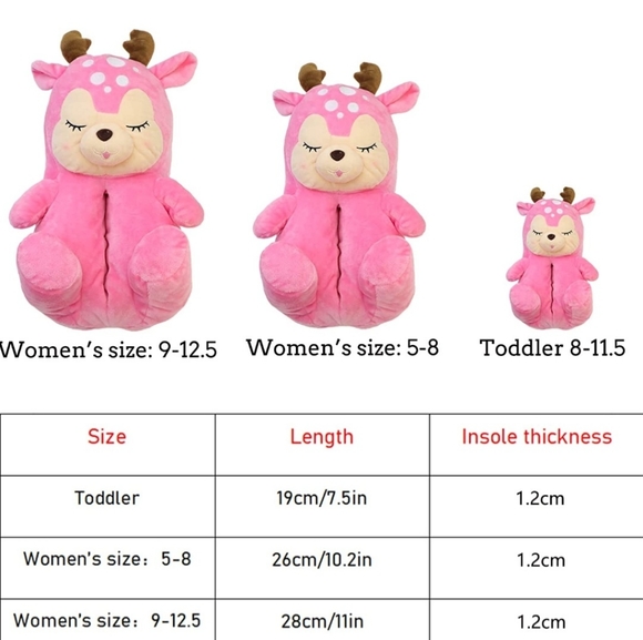 Bluenuit Women's Pink Deer Slippers. Size 9 - 12 1/2. Thick Memory Foam. New. - Picture 6 of 6